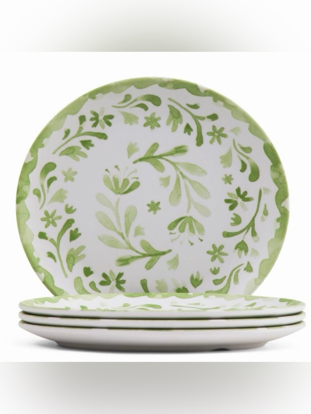 NWT BEACH TO BISTRO BY SIGRID OLSEN coupe 7.75”Green Melamine 4 salad plates Set